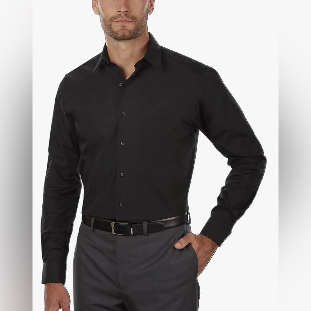 Men’s Big and Tall Black Long Sleeve Dress Shirt. 20 Neck. Van Heusen. NWOT